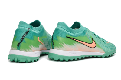 Men's Nike Phantom GX 2 Elite TF Artificial Turf Low-Tops Football Shoes - Green/Coral Splash/Tropical Mint