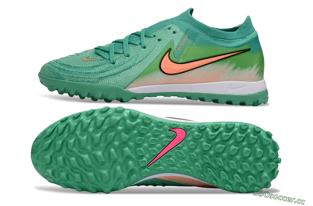 Men's Nike Phantom GX 2 Elite TF Artificial Turf Low-Tops Football Shoes - Green/Coral Splash/Tropical Mint 1