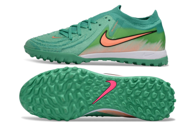 Men's Nike Phantom GX 2 Elite TF Artificial Turf Low-Tops Football Shoes - Green/Coral Splash/Tropical Mint