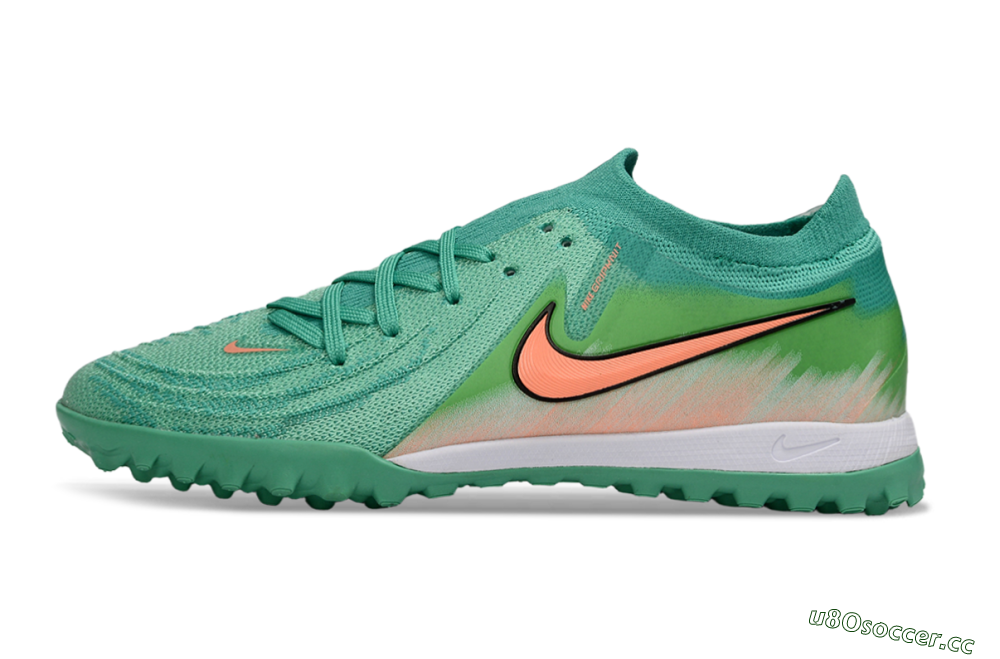 Men's Nike Phantom GX 2 Elite TF Artificial Turf Low-Tops Football Shoes - Green/Coral Splash/Tropical Mint 0