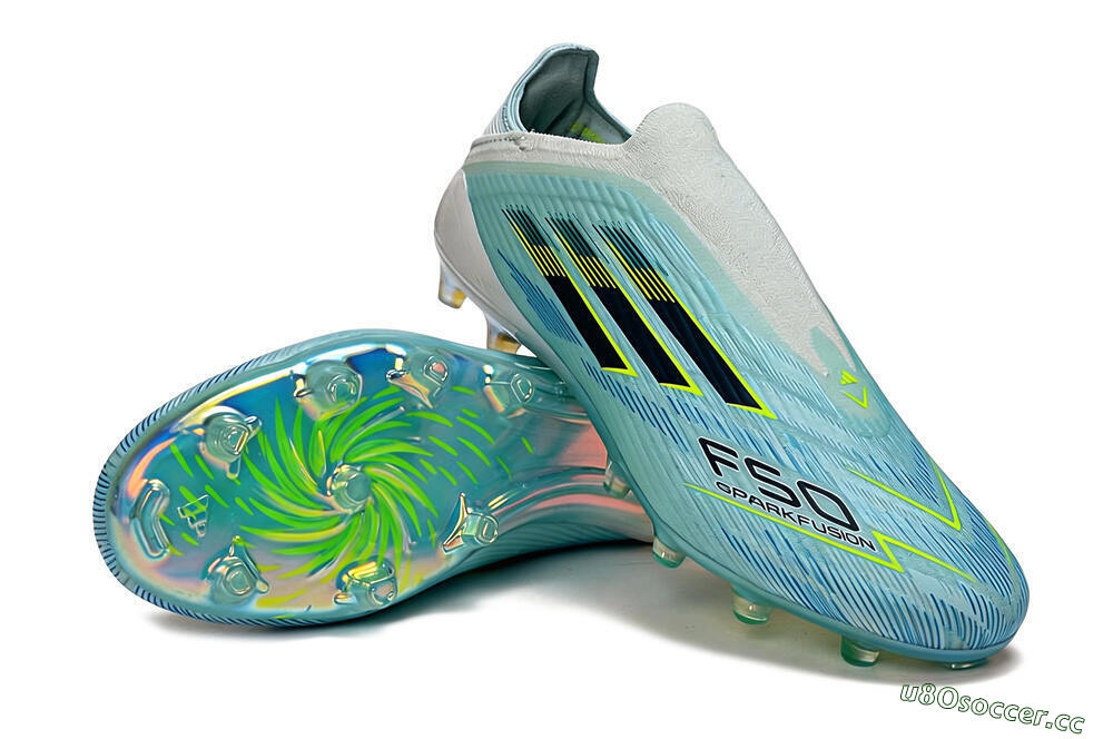 Men's Adidas F50 Elite Laceless FG Firm Ground Low-Tops Football Boots - Blue/Electric Blue/Sunny Yellow 4