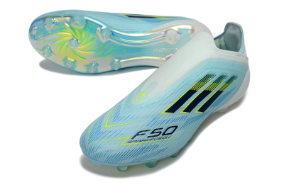 Men's Adidas F50 Elite Laceless FG Firm Ground Low-Tops Football Boots - Blue/Electric Blue/Sunny Yellow