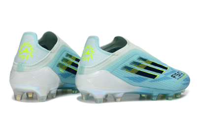 Men's Adidas F50 Elite Laceless FG Firm Ground Low-Tops Football Boots - Blue/Electric Blue/Sunny Yellow