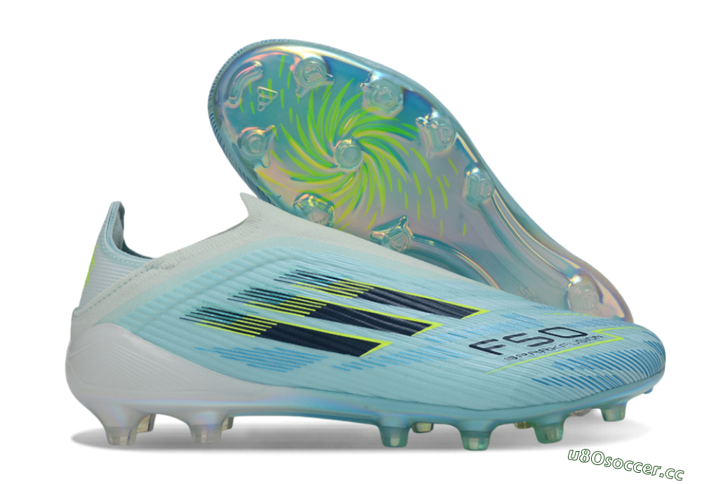Men's Adidas F50 Elite Laceless FG Firm Ground Low-Tops Football Boots - Blue/Electric Blue/Sunny Yellow 2