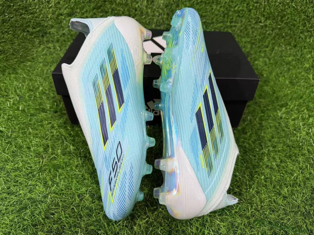 Men's Adidas F50 Elite Laceless FG Firm Ground Low-Tops Football Boots - Blue/Electric Blue/Sunny Yellow
