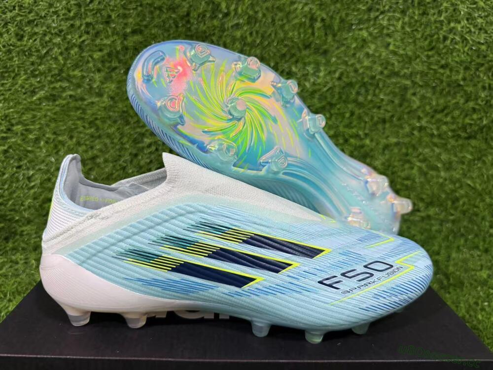 Men's Adidas F50 Elite Laceless FG Firm Ground Low-Tops Football Boots - Blue/Electric Blue/Sunny Yellow