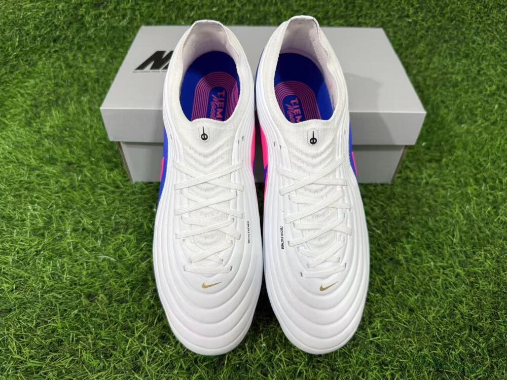 Men's Nike Tiempo Legend 11 Elite FG Firm Ground Low-Tops Football Boots - White/Deep Blue/Fuchsia Pink
