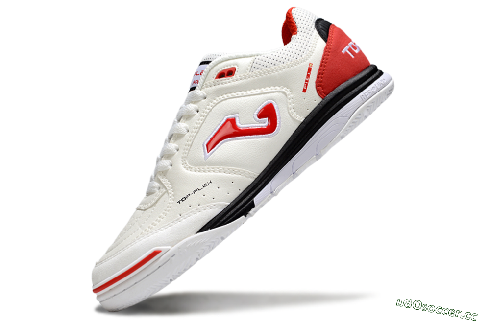 Men's Joma Top Flex IC Indoor & Futsal Low-Tops Football Shoes - White/Red Accent/Black Sole 5