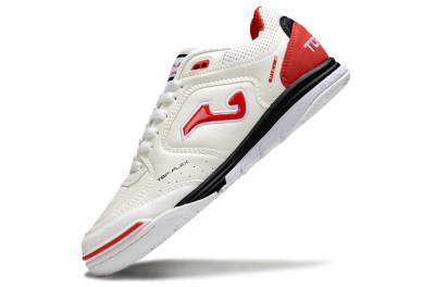 Men's Joma Top Flex IC Indoor & Futsal Low-Tops Football Shoes - White/Red Accent/Black Sole