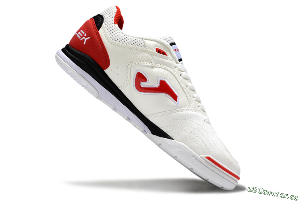 Men's Joma Top Flex IC Indoor & Futsal Low-Tops Football Shoes - White/Red Accent/Black Sole 4