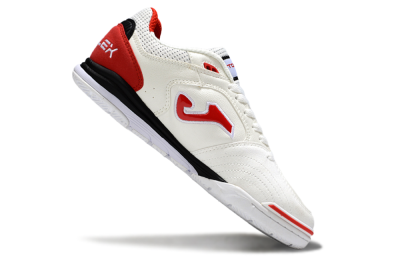 Men's Joma Top Flex IC Indoor & Futsal Low-Tops Football Shoes - White/Red Accent/Black Sole