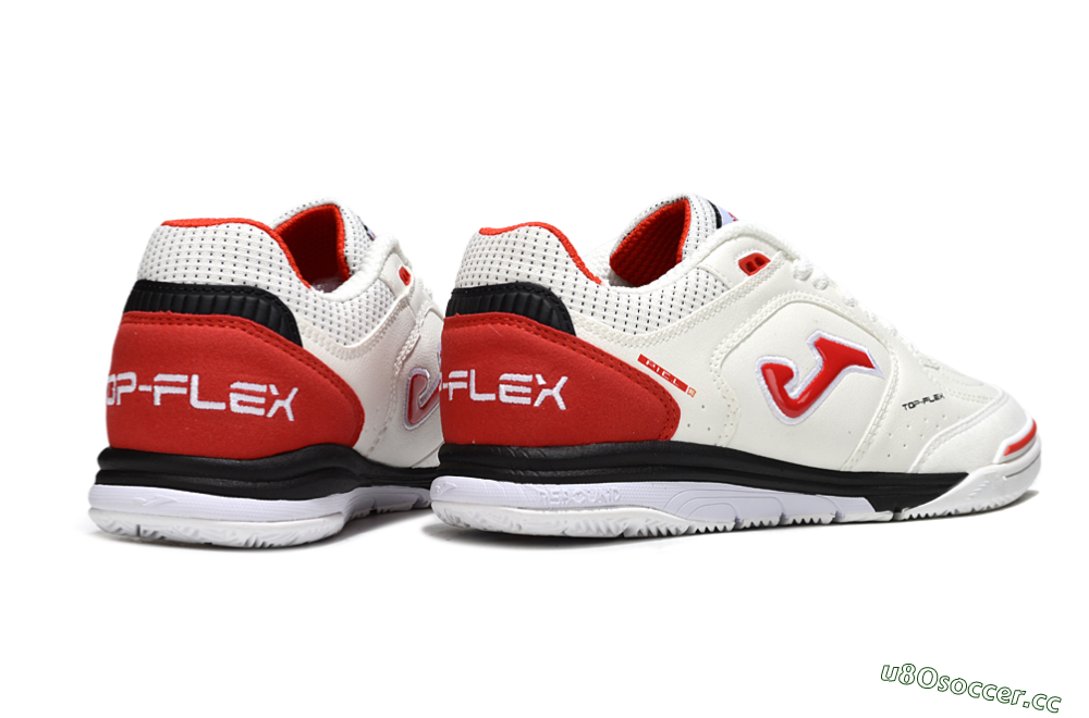 Men's Joma Top Flex IC Indoor & Futsal Low-Tops Football Shoes - White/Red Accent/Black Sole 6