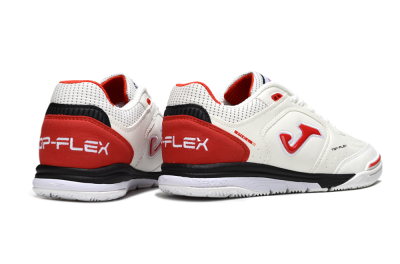 Men's Joma Top Flex IC Indoor & Futsal Low-Tops Football Shoes - White/Red Accent/Black Sole