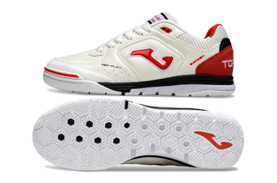 Men's Joma Top Flex IC Indoor & Futsal Low-Tops Football Shoes - White/Red Accent/Black Sole