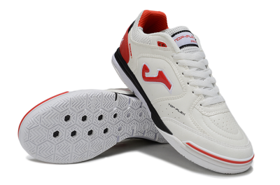 Men's Joma Top Flex IC Indoor & Futsal Low-Tops Football Shoes - White/Red Accent/Black Sole