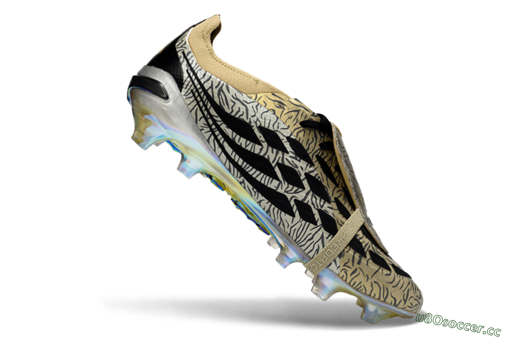 Men's Adidas Predator 26 Elite Fold-Over Tongue FG Firm Ground Low-Tops Football Boots - Gold/Black/Iridiscent 4