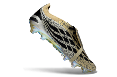 Men's Adidas Predator 26 Elite Fold-Over Tongue FG Firm Ground Low-Tops Football Boots - Gold/Black/Iridiscent