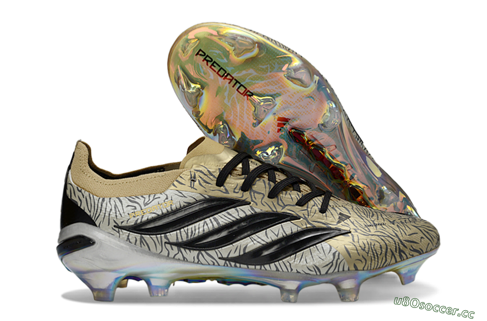 Men's Adidas Predator 26 Elite FG Firm Ground Low-Tops Football Boots - Beige/Desert Sand/Shiny Black 2
