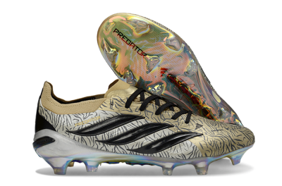 Men's Adidas Predator 26 Elite FG Firm Ground Low-Tops Football Boots - Beige/Desert Sand/Shiny Black