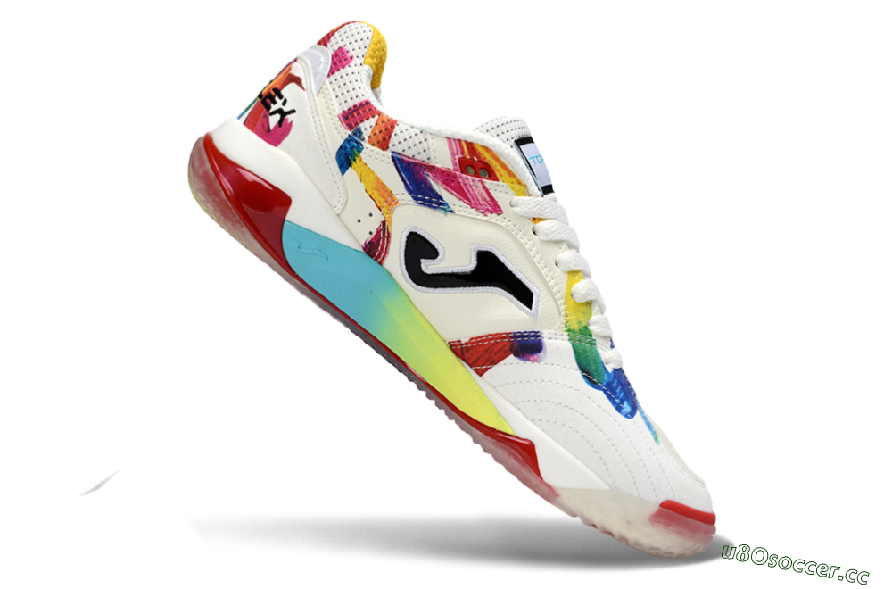 Men's Joma Top Flex IC Indoor & Futsal Low-Tops Football Shoes - White/Vibrant Red/Colorful Accents 4
