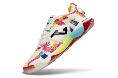 Men's Joma Top Flex IC Indoor & Futsal Low-Tops Football Shoes - White/Vibrant Red/Colorful Accents