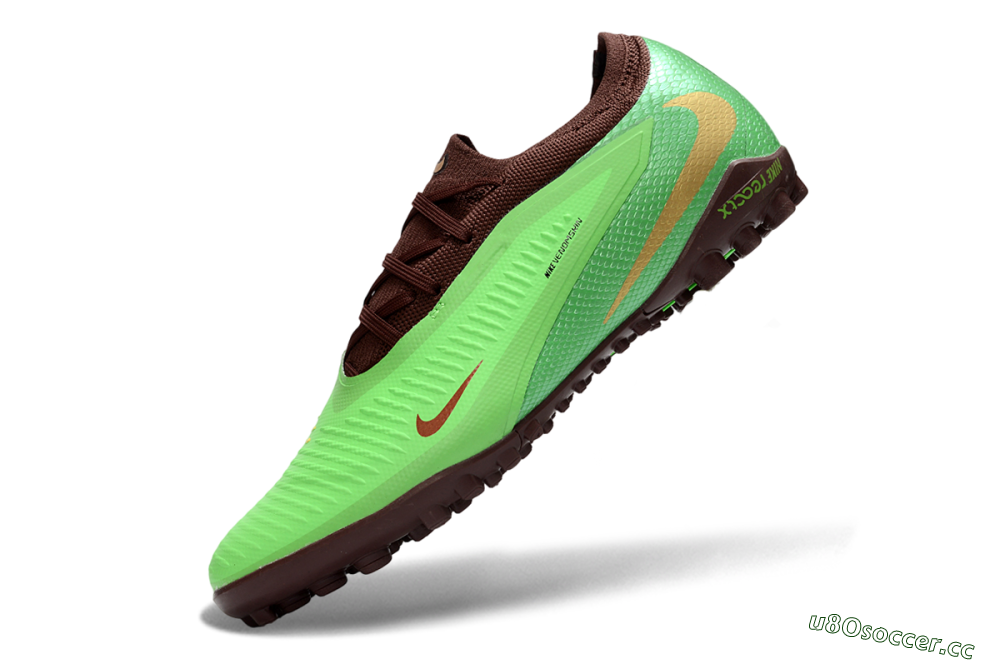Men's Nike Phantom 6 Elite Low TF Artificial Turf Low-Tops Football Shoes - Green/Bright Lime/Brown Earth 5