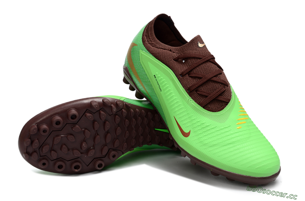 Men's Nike Phantom 6 Elite Low TF Artificial Turf Low-Tops Football Shoes - Green/Bright Lime/Brown Earth 3