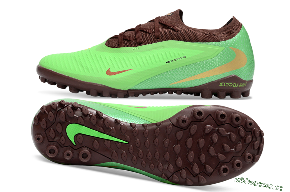 Men's Nike Phantom 6 Elite Low TF Artificial Turf Low-Tops Football Shoes - Green/Bright Lime/Brown Earth 1