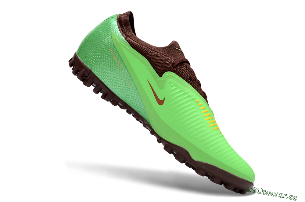 Men's Nike Phantom 6 Elite Low TF Artificial Turf Low-Tops Football Shoes - Green/Bright Lime/Brown Earth 4