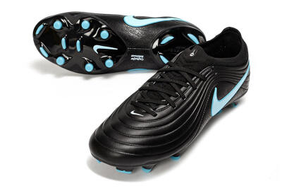 Men's Nike Tiempo Legend 10 Elite FG Firm Ground Low-Tops Football Boots - Black/Sky Blue/Sleek Black