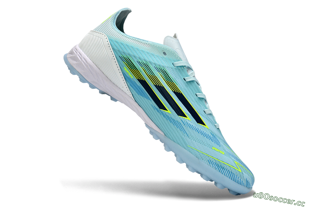 Men's Adidas F50 Elite TF Artificial Turf Low-Tops Football Shoes - Blue/Neon Yellow/Sky Blue 5