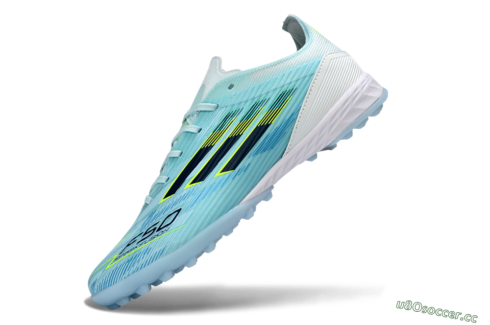 Men's Adidas F50 Elite TF Artificial Turf Low-Tops Football Shoes - Blue/Neon Yellow/Sky Blue 6