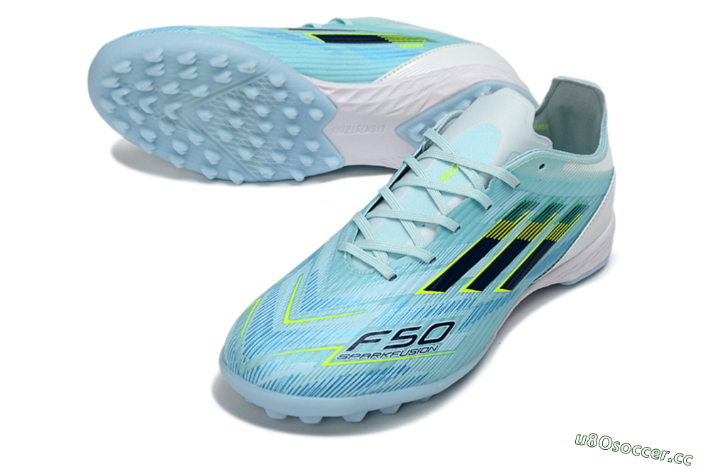 Men's Adidas F50 Elite TF Artificial Turf Low-Tops Football Shoes - Blue/Neon Yellow/Sky Blue 3