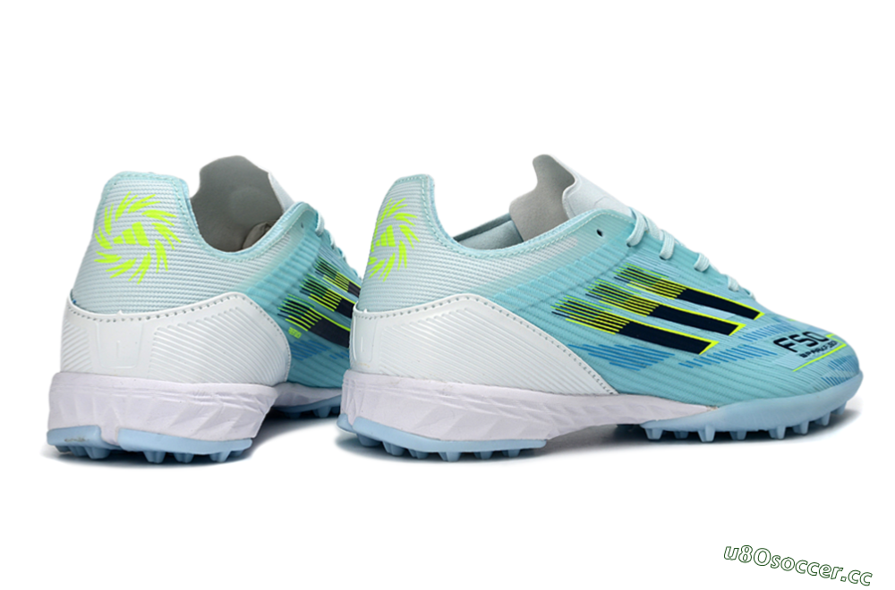 Men's Adidas F50 Elite TF Artificial Turf Low-Tops Football Shoes - Blue/Neon Yellow/Sky Blue 7