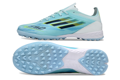 Men's Adidas F50 Elite TF Artificial Turf Low-Tops Football Shoes - Blue/Neon Yellow/Sky Blue
