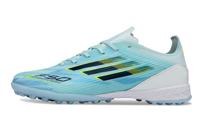 Men's Adidas F50 Elite TF Artificial Turf Low-Tops Football Shoes - Blue/Neon Yellow/Sky Blue