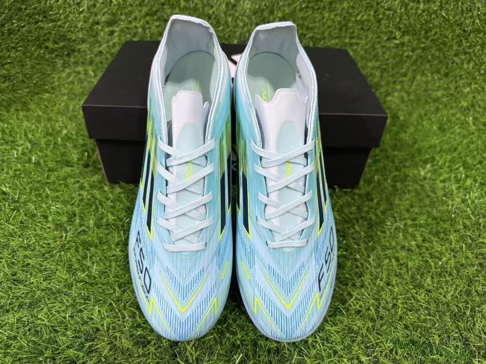 Men's Adidas F50 Elite TF Artificial Turf Low-Tops Football Shoes - Blue/Neon Yellow/Sky Blue