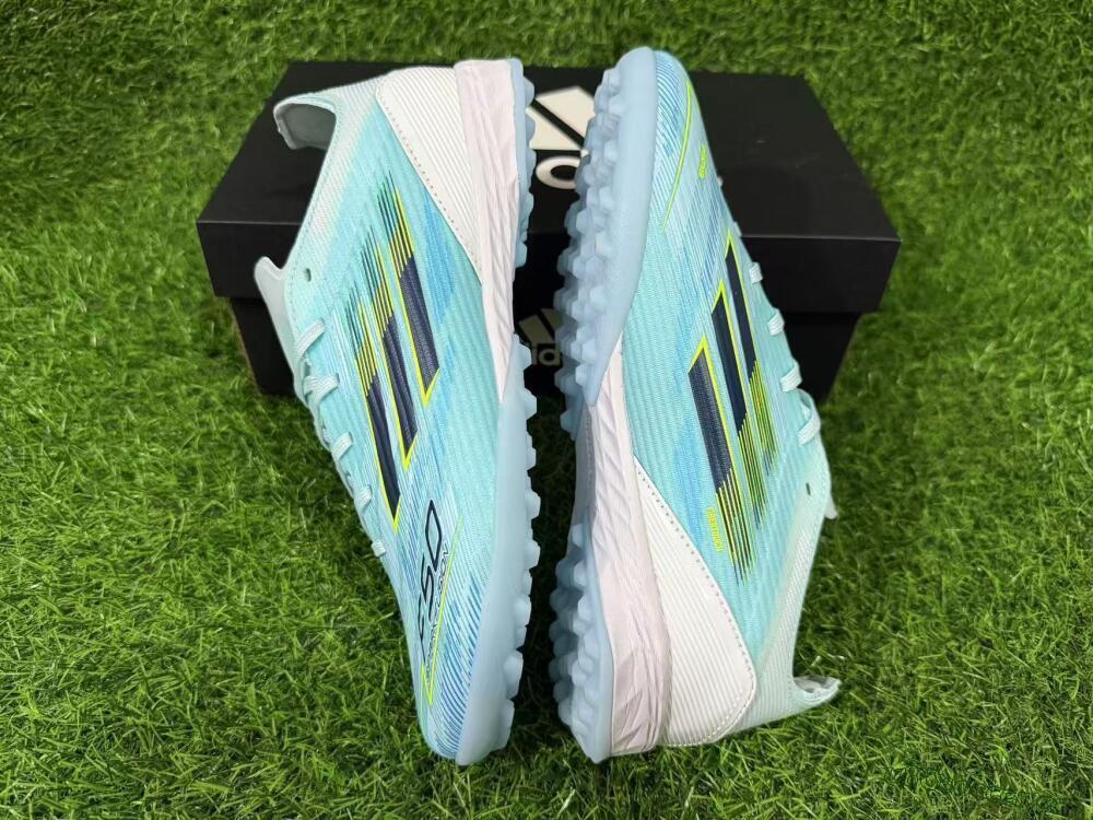 Men's Adidas F50 Elite TF Artificial Turf Low-Tops Football Shoes - Blue/Neon Yellow/Sky Blue