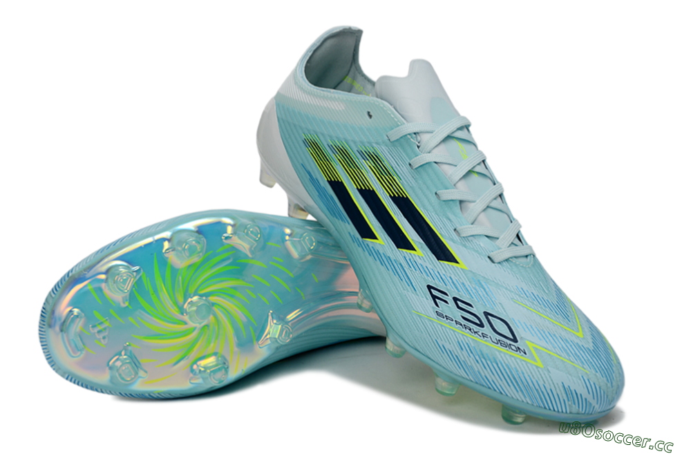 Men's Adidas F50 Elite FG Firm Ground Low-Tops Football Boots - Aqua/Neon Yellow/White 4