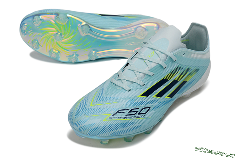 Men's Adidas F50 Elite FG Firm Ground Low-Tops Football Boots - Aqua/Neon Yellow/White 3