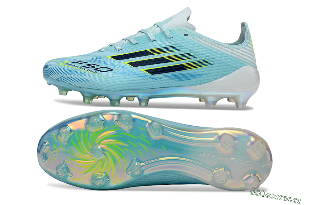 Men's Adidas F50 Elite FG Firm Ground Low-Tops Football Boots - Aqua/Neon Yellow/White 1