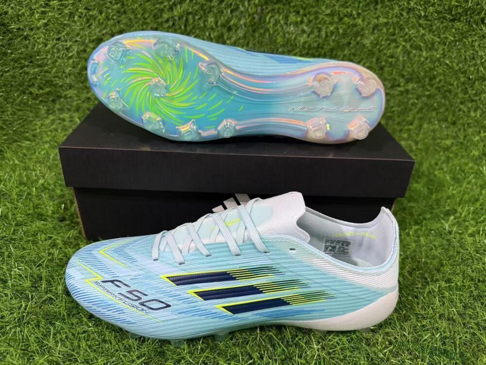 Men's Adidas F50 Elite FG Firm Ground Low-Tops Football Boots - Aqua/Neon Yellow/White