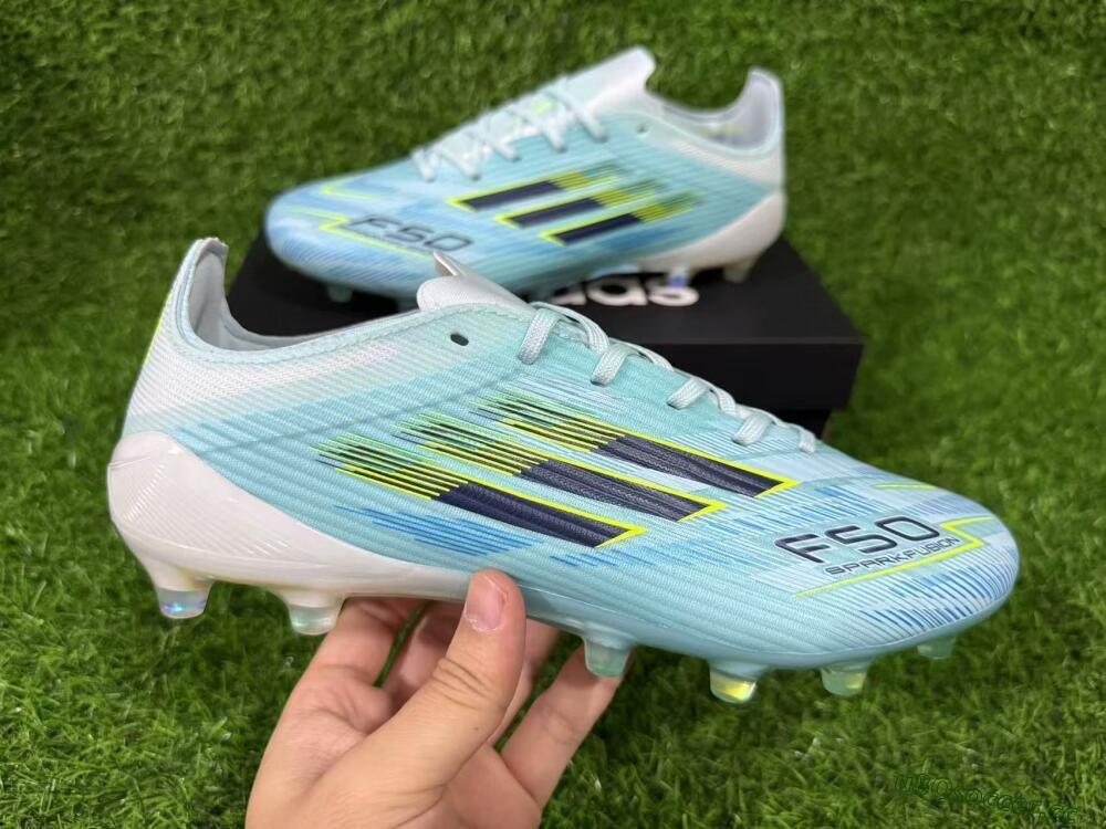 Men's Adidas F50 Elite FG Firm Ground Low-Tops Football Boots - Aqua/Neon Yellow/White