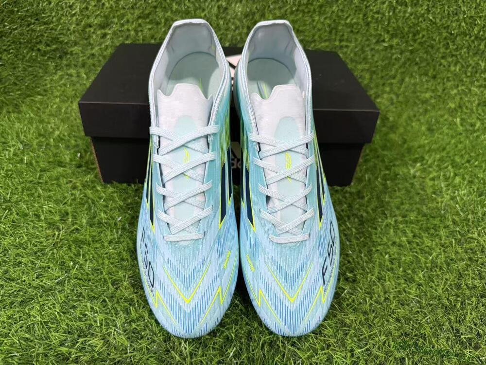 Men's Adidas F50 Elite FG Firm Ground Low-Tops Football Boots - Aqua/Neon Yellow/White