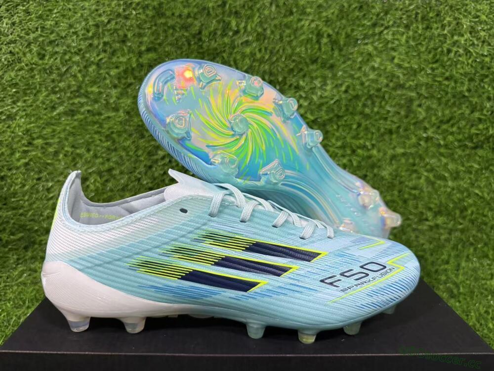 Men's Adidas F50 Elite FG Firm Ground Low-Tops Football Boots - Aqua/Neon Yellow/White