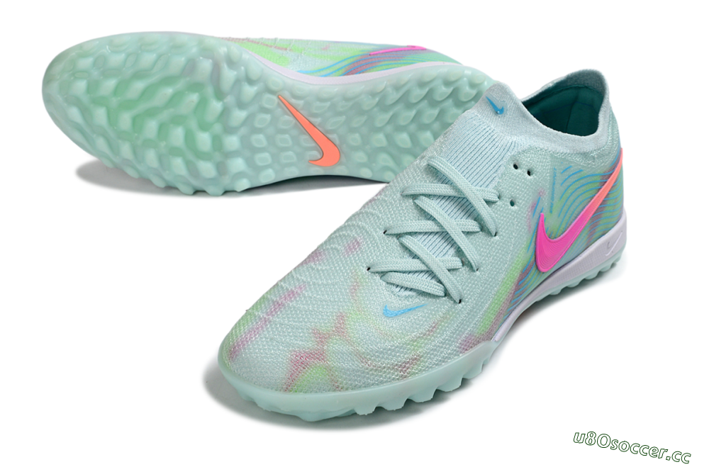Men's Nike Phantom GX 2 Elite TF Artificial Turf Low-Tops Football Shoes - Aqua/Mint Breeze/Pink Fusion 3
