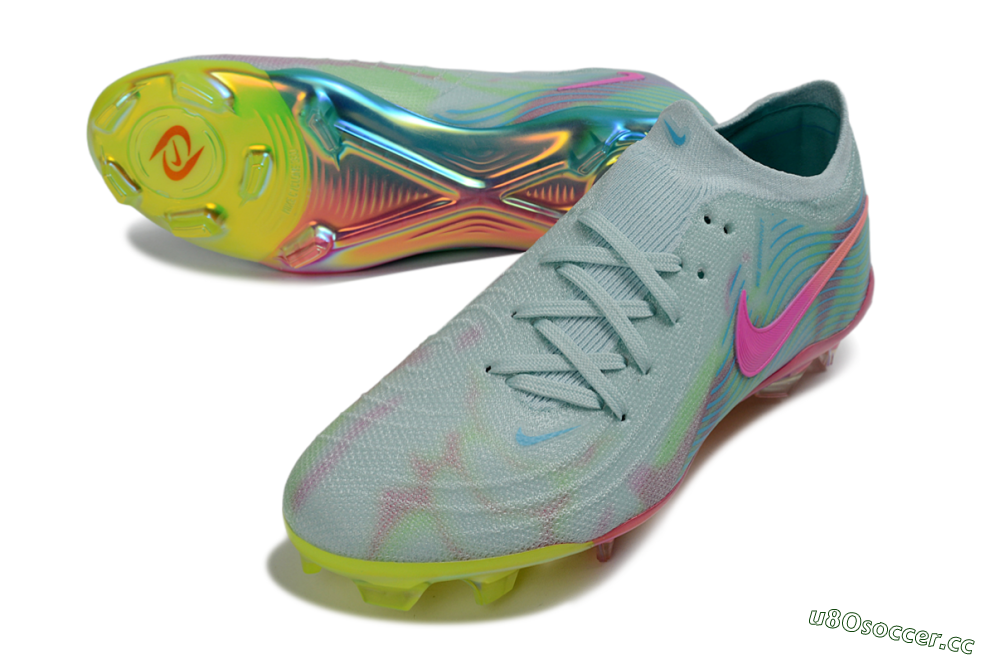 Men's Nike Phantom GX 2 Elite FG Firm Ground Low-Tops Football Boots - Aqua/Neon Pink/Volt Yellow 3