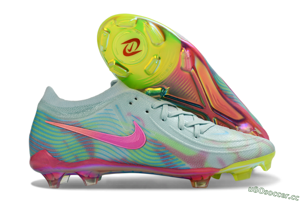 Men's Nike Phantom GX 2 Elite FG Firm Ground Low-Tops Football Boots - Aqua/Neon Pink/Volt Yellow 2