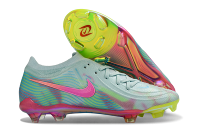 Men's Nike Phantom GX 2 Elite FG Firm Ground Low-Tops Football Boots - Aqua/Neon Pink/Volt Yellow