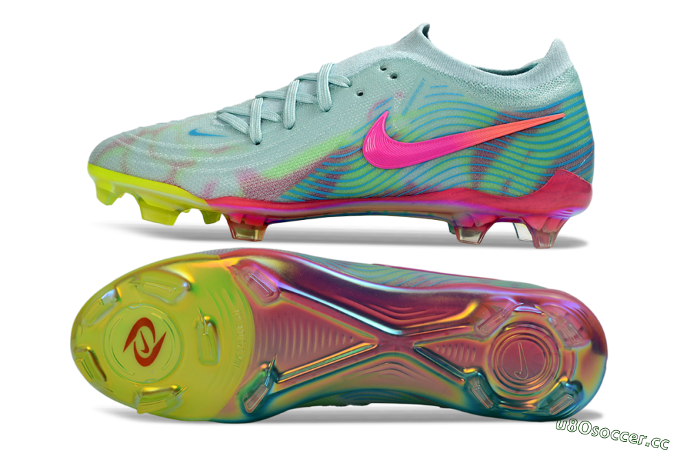 Men's Nike Phantom GX 2 Elite FG Firm Ground Low-Tops Football Boots - Aqua/Neon Pink/Volt Yellow 1